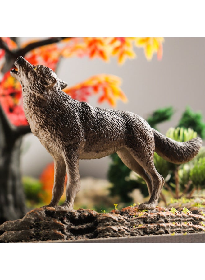 Children's Toy Solid Simulation Wild Animal Recognition Model Forest Animal Wolf Howling White Wolf Handheld Ornament-Color:Jz Female Wolf (grey) - Image 3